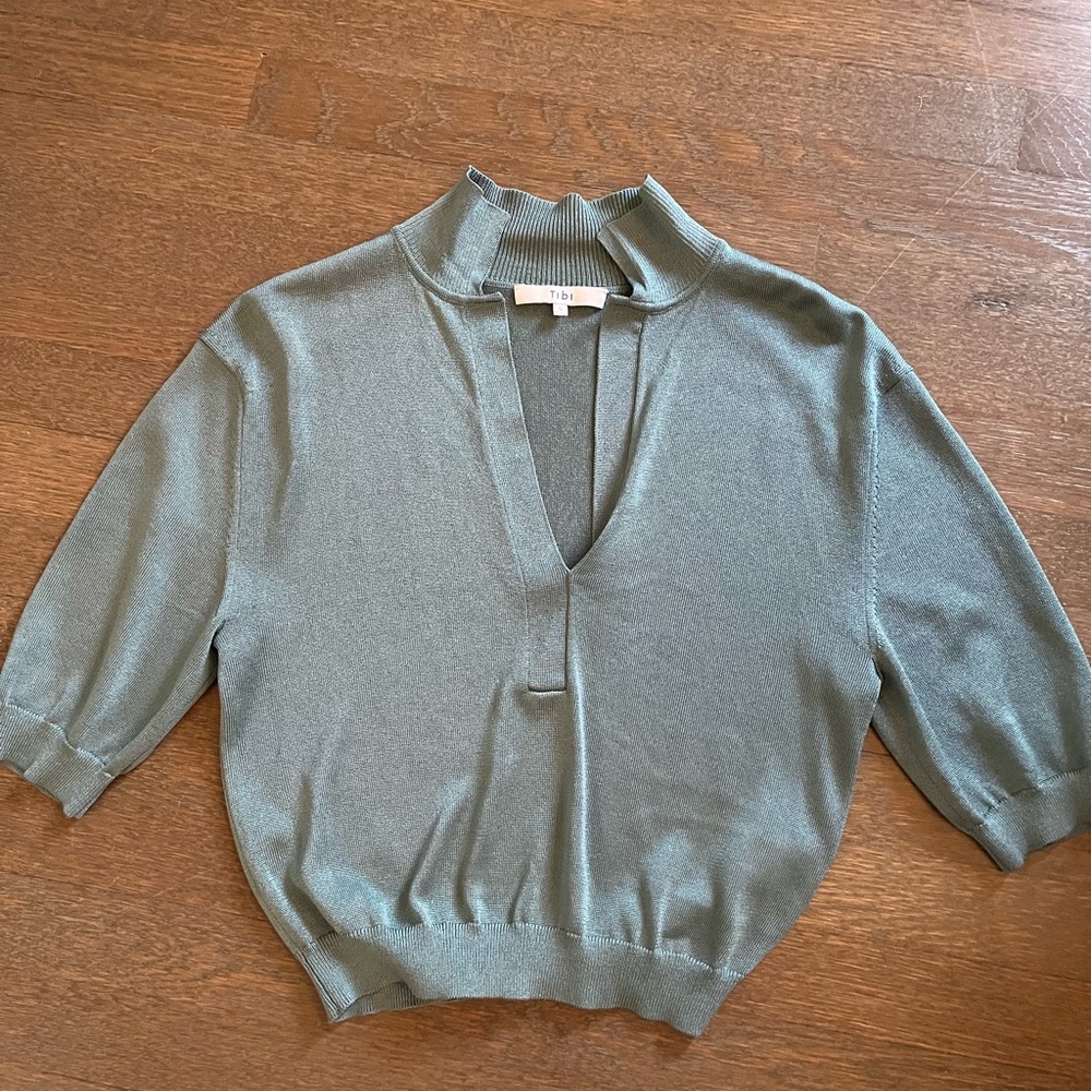 Tibi Crispy Viscose Polo Shirt - Small